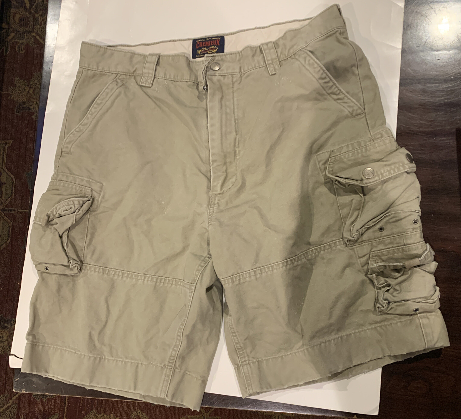 Cremieux CARGO Shorts FLAT Khaki Tan Size 34 Mens Gem