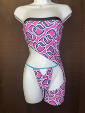 Exotic Dancewear Rave Outfit Handmade Tube Top Bodysuit  Thong Size Large