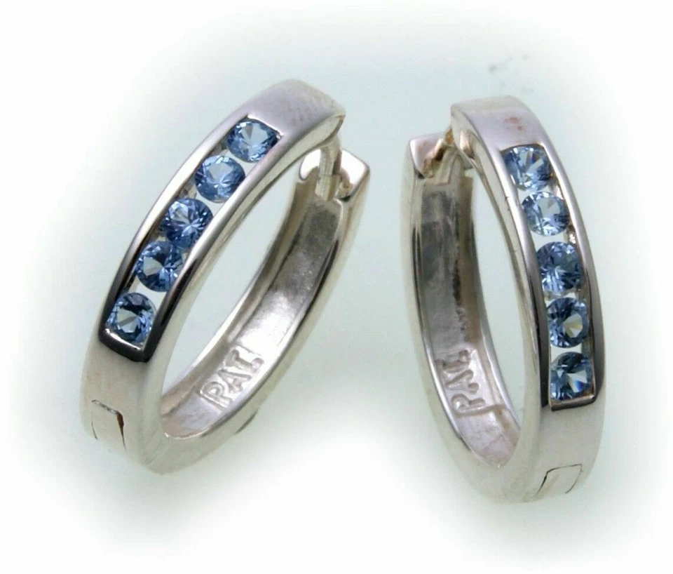 Nobile Orecchini Pieghevole a Cerchio S Acquamarina Vero Argento 925 Qualità - Immagine 2 di 2