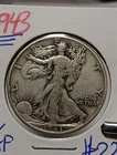 👉1943 Walking Liberty Silver Half  VF/Xf Choice M/40