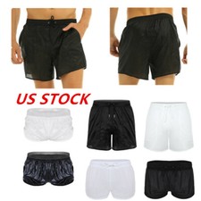 Men Drawstring Swim Short Quick Dry Trunks Underwear See Through Boxer Briefs