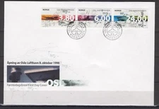 Norway 1217m FDC 1998 3v aircraft flights planes