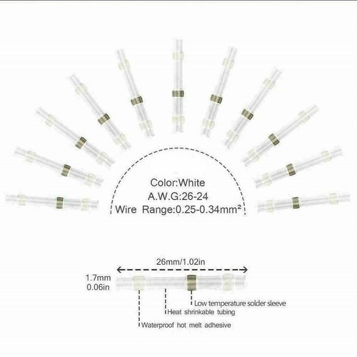 50 Pcs Heat Shrink Solder Seal Wire Connectors Crimp Terminals U1P1 D1J7 - Picture 9 of 12