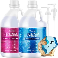 Teexpert Crystal Clear Epoxy Resin Kit 1 Gallon Self-Leveling Coating and