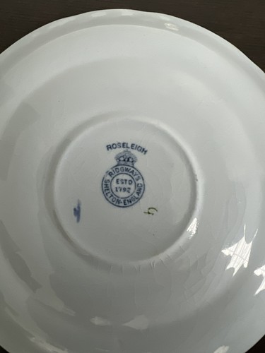 Antique 1905 Ridgway Shelton England Roseleigh Tea Cup & Plate Porcelain Blue - Picture 7 of 8