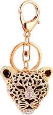 Leopard Bag Pendant, Purse Charms,1.81 1.65 in Leopard Charm, Gold Rhinestone Ke