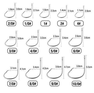 50pcs Sport Circle Offset Fishing Hook High Carbon Steel Sharp Catfish 1#-10/0