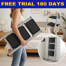 2/3 Step Folding Ladder , Heavy Duty Foldable Step Stool with 150kg Capacity