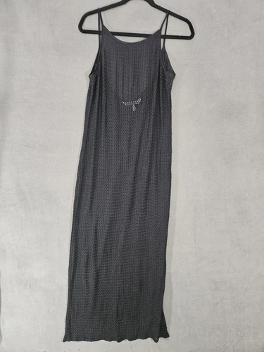UNDERCOVER Maxi abito slip vintage anni 90 Victoria Secret donna grande pizzo trasparente orsacchiotto nero