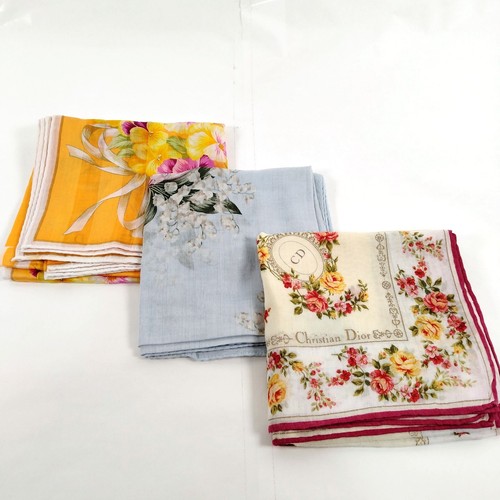Christian Dior Handkerchiefs Oranges Floral Set of 3 Authentic Pre-owned 5529845