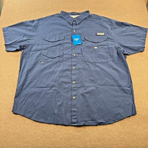 Columbia Hemd Herren 3XL PFG Bonehead Kurzarm Knopfleiste blau belüftet Angeln - Bild 2 von 9