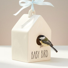 Rae Dunn Baby Bird Birdhouse Ceramic Magenta Artisan Hanging Farmhouse
