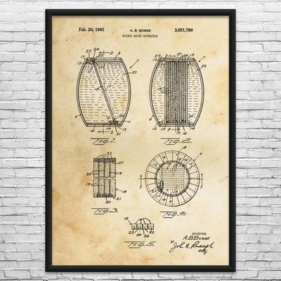 Whiskey Barrel Patent Wall Art: Restaurant Decor, Barrel Blueprint, Boss Gift
