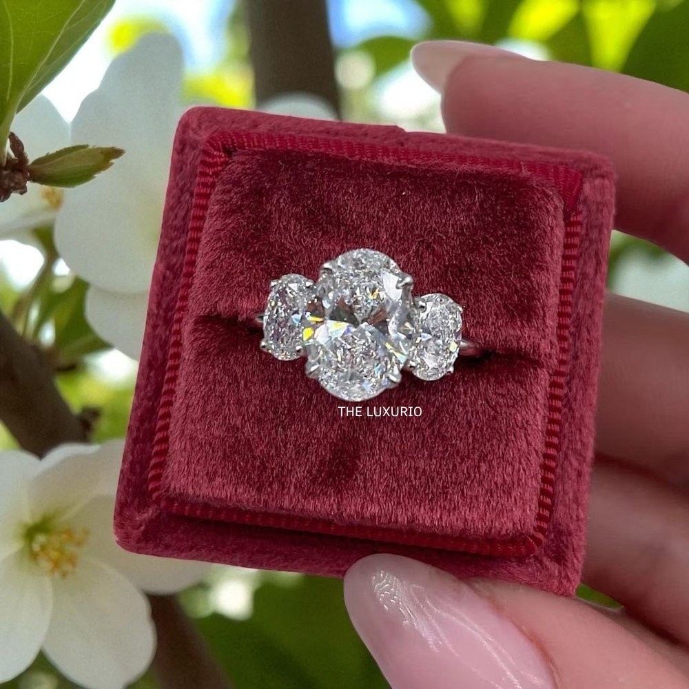 Engagement Ring Larger Diamond 4.50 Ct IGI Lab Grown Oval Cut Solid 950 Platinum-image