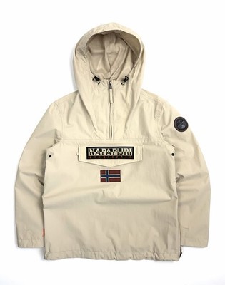 Napapijri Rainforest Taped Seams Anorak Jacket Beige Hooded Men s S Outdoor