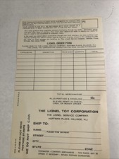Original LIONEL Toy Corporation Order Form - 1965 Original LIONEL Toy Corporation Order Form - 1965 - Image 1