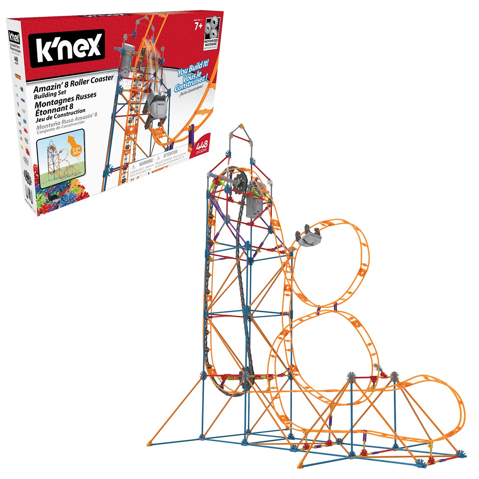 Красочный конструктор KNEX Amazin 8 Coaster для мальчиков и девочек, 448 предметов
