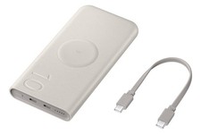 Image of Samsung 10000mAh 25W Dual USB C Port Wireless Super Fast PD Battery Pack Beige
