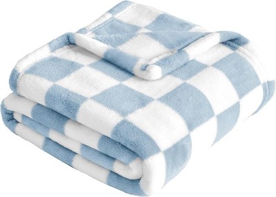 Yurhap Fleece Baby Blanket 30''x40'' Ultra Soft Checkered Blanket for Boys Crib