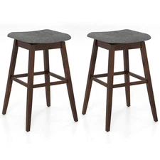 Set of 2 Swivel Bar Stools 30" Bar Chairs with Padded Contoured Seat, Footrest