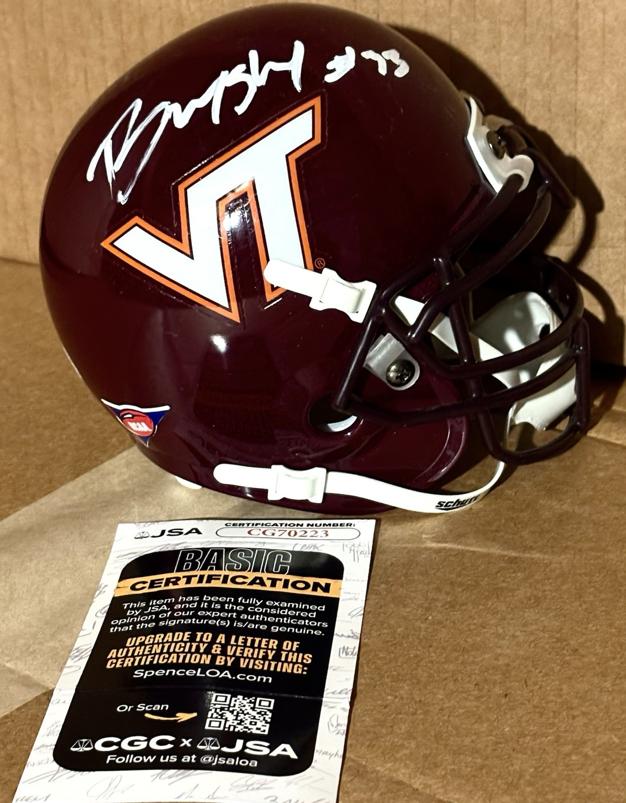 BHAYSHUL TUTEN SIGNED Hokies Mini Helmet JSA COA Virginia Tech JAGUARS 