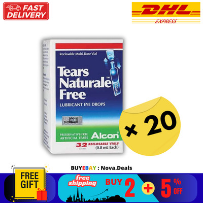 20 X ALCON TEARS NATURALE FREE 32 Fläschchen 0,8 ml GLEITMITTEL AUGENTROPFEN ...