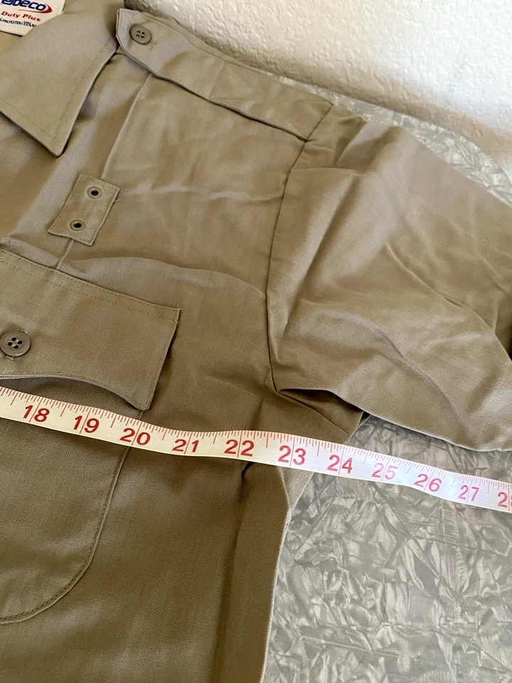 NUEVA Camisa de Trabajo Uniforme Tostado 00336-3 GRANDE Manga Corta Elbeco Duty Plus 65/35 Nueva con Etiquetas Foto 4 de 4