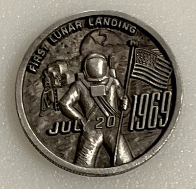 Vintage Apollo 11 Metal Medallion 1st Lunar Landing July 20 1969 by Balfour