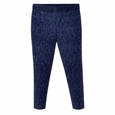 Soft Surroundings Navy Blue Damask Scroll Pull On Stretch Pants Womens Size 2X
