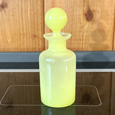 Yellow opaline glass bottle with stopper decorative yellow glass decor bottle
