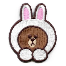 Line Friends Bear Brown Patch Bunny Hat Embroidered Iron On