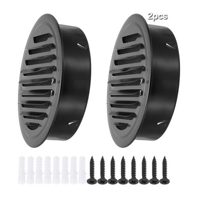 2× 8'' Runde Lüftungsgitter Abdeckung 201 Edelstahl Lamellen Grill Bildschirm Netz, Schwarz