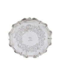 ANTIQUE GEORGIAN STERLING SILVER CARD TRAY 1735