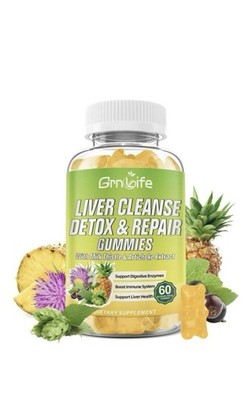 Liver Cleanse Detox,Repair Gummies.Milk Thistle 3000mg,24-in-1 Liver Health-60pc