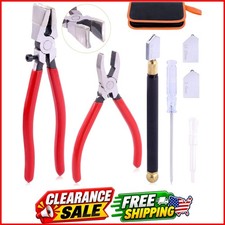 3Pcs Glass Running Breaking Pliers and Class Cutter Kit, Heavy Duty Glass Cu...