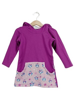 BABAUBA Freizeitkleid Hoodie Kleid Gr. 98 Lila Pinguin Kapuze