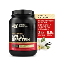 Gold Standard 100% Whey Protein Powder, Vanilla Ice Cream, 1.5 Lb Tub, 22 Servin