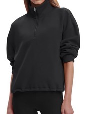 Womens Sweatshirts Half Zip Pullover Drawstring Waist Sweaters Quarter Zipper...