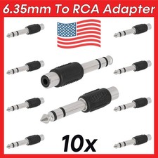 10 Pack 6.35mm Stereo Plug to RCA Jack Adapter Audio Cable Connector Converter