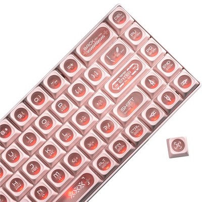 Xvx Pink Light-Transparent Keycaps   136 Keys, Transparent Pink Cat Eye Design,_