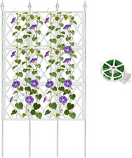 5.25FT Garden Trellis for Climbing Plants Outdoor, White Iron Pipe Support Fence