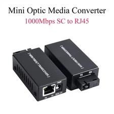 1Pair Fiber Media Converter Gigabit 100/1000Mbps 20Km SC to RJ45 Port