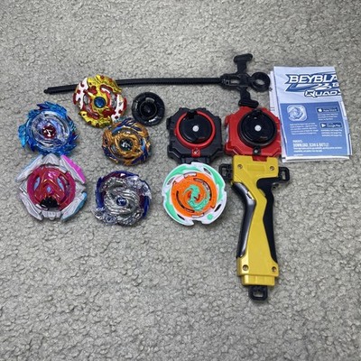 Beyblade Burst Quad Strike Burst and Launchers Metal Assembled Gyro Working Used