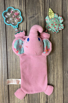 Bright Starts Elephant Blanket Rattle Crinkle Mirror Plush Stuffed Animal 11 