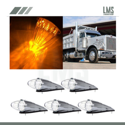 5x 17 LED Amber Torpedo Cab Roof Top Marker Light For Kenworth Peterbilt Truck - View #10