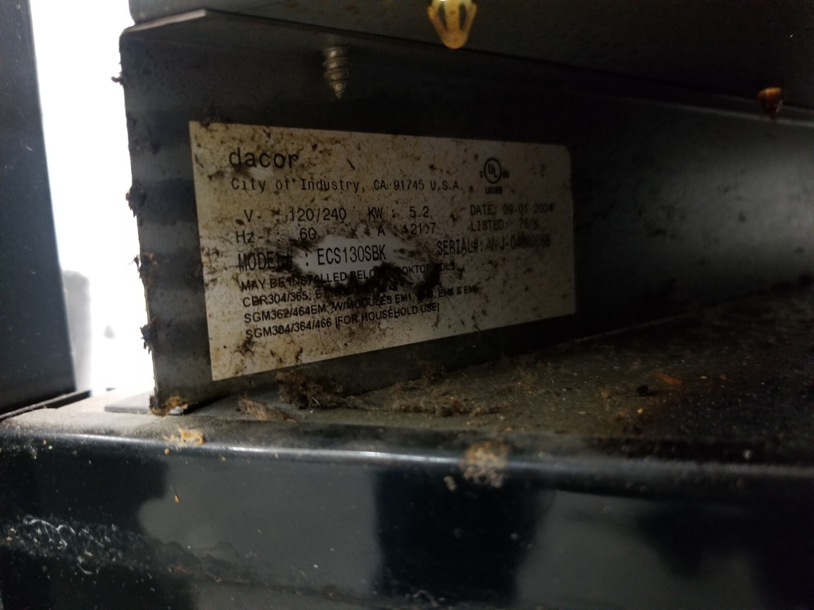 dacor ecs130sbk