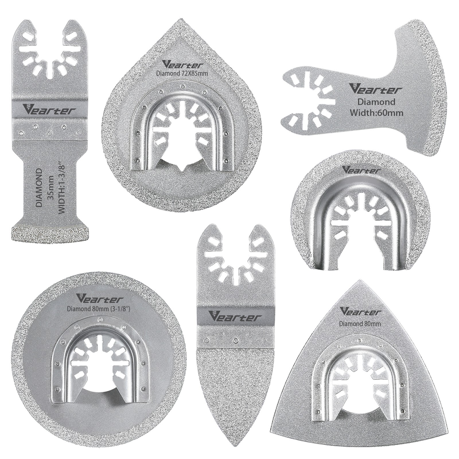 7Pcs Diamond Oscillating Saw Blade Set Multitool Blades for Grit Grout Removal