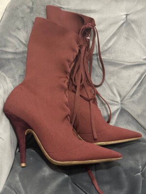 Yeezy Season Kim Stretch knit Lace Up Socks Ankle Boots