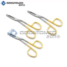 3Pcs Scissor Style Eyebrow Tweezers Hair Removal Gold Platted