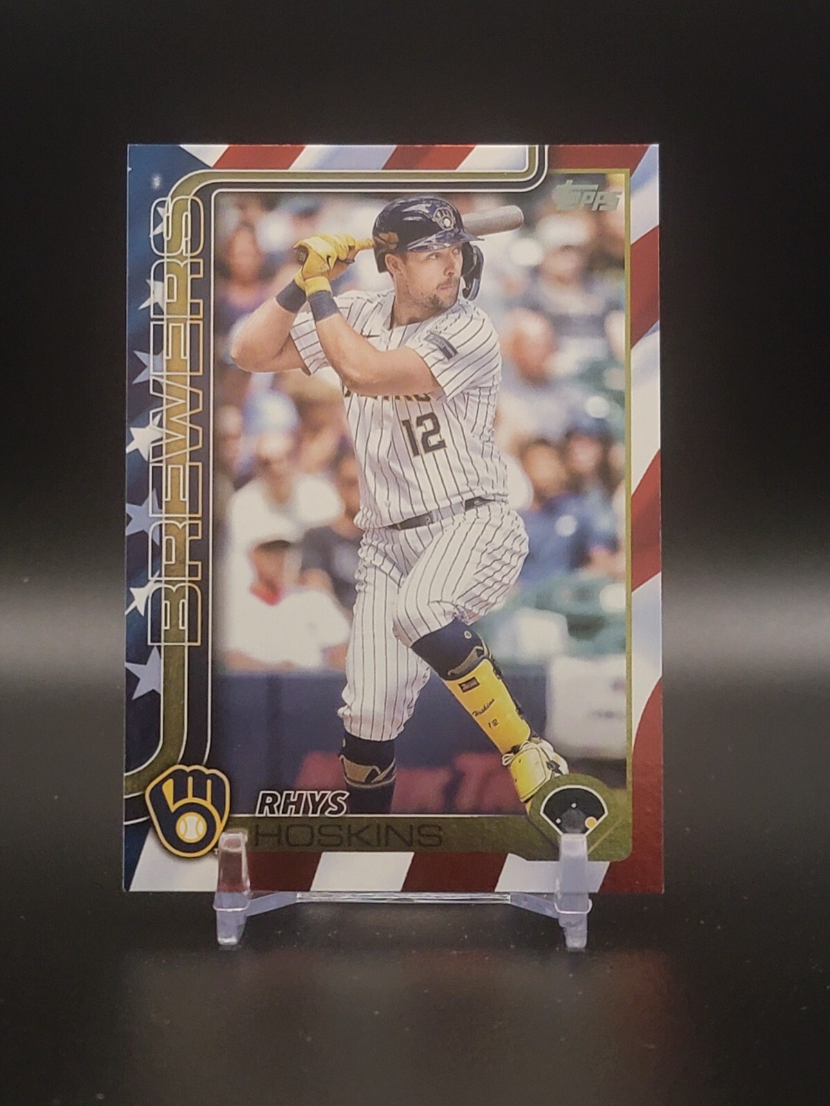 2025 Topps Series 1 Rhys Hoskins Independence Day SP /76 Brewers